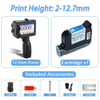 Handheld inkjet printer for printing expiration dates, codes, barcodes, QR codes, logos